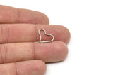 Steel Charm, Stainless Steel, Steel Pendants, Heart Charms, Steel Heart Shaped Charms, Connectors (13/17/22/26x0.80mm) SMP2243
