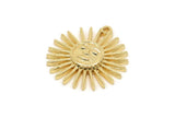 Gold Sun Charm, 2 Gold Plated Brass Sun Charms With 1 Loop, Findings (21x20x3mm) N1716