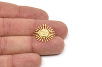 Gold Sun Charm, 2 Gold Plated Brass Sun Charms With 1 Loop, Findings (21x20x3mm) N1716