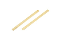 Gold Necklace Bar, 4 Textured Gold Plated Brass Stick Charms, Bar Pendants, Gold Rectangle Necklace Bar With 1 Hole (50x3x0.80mm) M02527