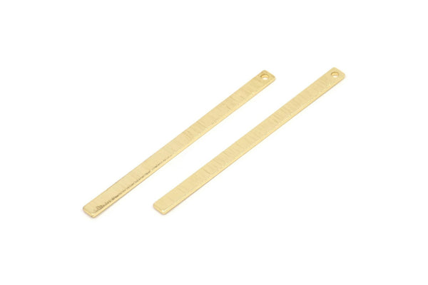 Gold Necklace Bar, 4 Textured Gold Plated Brass Stick Charms, Bar Pendants, Gold Rectangle Necklace Bar With 1 Hole (50x3x0.80mm) M02527