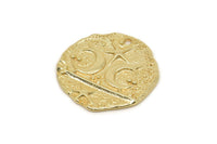 Gold Irregular Charm, 2 Gold Plated Brass Crescent And Star Irregular Shaped Charms With 1 Hole, Earring Findings (19x19x1.2mm) N1936
