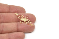 Gold Plated Ethnic Charm, 6 Gold Plated Brass Ethnic Motif Charms, Earring Charms, Findings (38x20x0.60mm) SMP1086 A6195