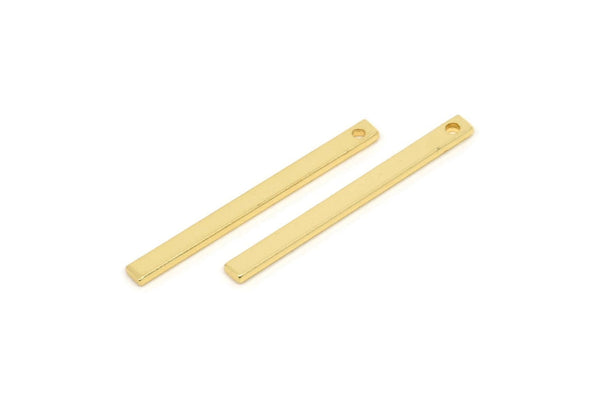 Gold Necklace Bar, 12 Gold Plated Brass Bar Charms With 1 Hole (25x2x1mm) BS 1198--A0858