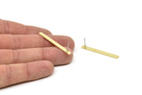 Brass Rectangle Earring, 6 Raw Brass Rectangle Stud Earrings (41x4x0.80mm) Y087
