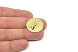 Brass Round Charm, Raw Brass Tree Charms With 1 Hole, Charm Pendants (25x0.60mm) SMP2261