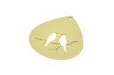 Brass Drop Charm, Raw Brass Bird And Branch Charms With 1 Hole, Charm Pendants (25x24x0.60mm) SMP2264