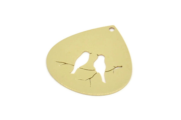 Brass Drop Charm, Raw Brass Bird And Branch Charms With 1 Hole, Charm Pendants (25x24x0.60mm) SMP2264