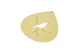 Brass Drop Charm, Raw Brass Bird And Branch Charms With 1 Hole, Charm Pendants (25x24x0.60mm) SMP2266