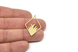 Brass Diamond Charm, Raw Brass Grass Charms With 1 Loop, Charm Pendants, Findings (36x23x0.60mm) SMP2269