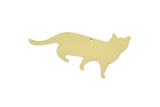 Brass Cat Charm, Raw Brass Cat Charms With 1 Hole, Blanks, Findings (26x45x0.60mm) SMP2275