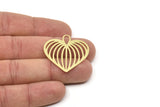 Brass Heart Charm, Raw Brass Heart Charms With 1 Loop, Earrings, Pendants (32x32x0.60mm) SMP2276