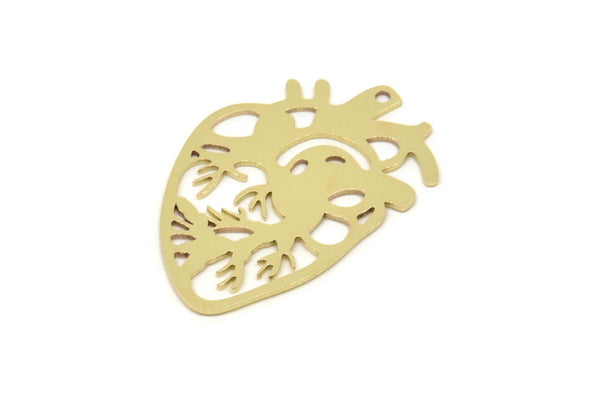 Brass Heart Charm, Raw Brass Heart Charms With 1 Hole, Earrings, Pendants (30x19x0.60mm) SMP2279 SY0316