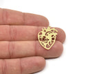 Brass Heart Charm, Raw Brass Heart Charms With 1 Hole, Earrings, Pendants (30x19x0.60mm) SMP2279 SY0316