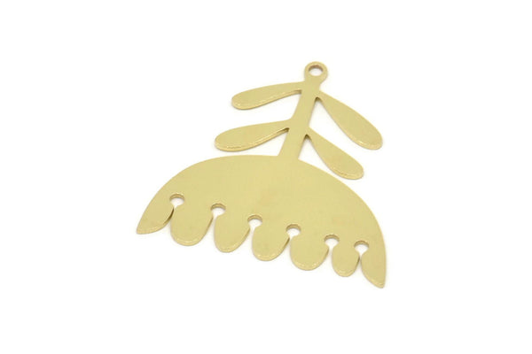 Brass Flower Charm, Raw Brass Flower Shaped Charms With 1 Loop, Charm Pendants (27x27x0.60mm) SMP2283