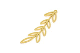 Gold Leaf Charm, 4 Gold Plated Brass Leaf Charms With 1 Loop, Charm Pendants (42x10x0.80mm) SMP1150 A4495