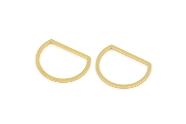 D Shape Rings, 12 Gold Plated Brass D Shape Connectors, Rings (14x18x0.80mm) A4595