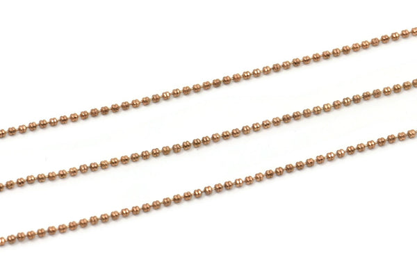 Rose Gold Ball Chain, 1 Meter Rose Gold Plated Brass Ball Chain (1.3mm) Z076 Q0394