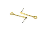 Pirinç Çubuk Küpe, 6 Ham Pirinç Kürek Gözü İğne Küpe (25x1,2 mm) D0410 A6048