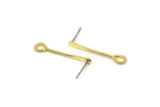 Pirinç Çubuk Küpe, 6 Ham Pirinç Kürek Gözü İğne Küpe (25x1,2 mm) D0410 A6048