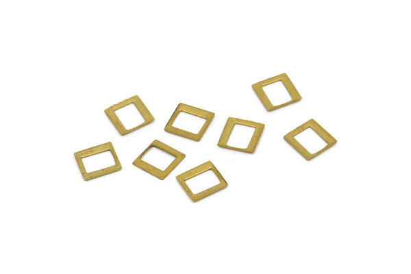 Pirinç Kare Charm, 100 Ham Pirinç Kare Bağlantı Parçası, Bulgular (7 mm) L028