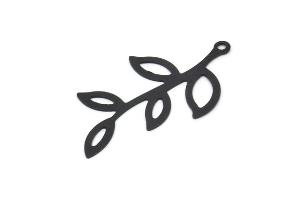 Siyah Yaprak Tılsımı, 1 Döngülü 12 Oksitlenmiş Siyah Pirinç Yaprak Tılsımı, Bulgular (35x19x0,50 mm) A1386