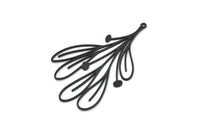 Siyah Yaprak Tılsımı, 1 Halkalı Oksitlenmiş Siyah Pirinç Yaprak Tılsımları, Yaprak Küpeler (60x38x0,80 mm) SMP1516 A5514
