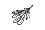 Siyah Yaprak Tılsımı, 1 Halkalı Oksitlenmiş Siyah Pirinç Yaprak Tılsımları, Yaprak Küpeler (60x38x0,80 mm) SMP1516 A5514