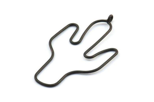 Kaktüs Küpe Telleri, 2 Oksitlenmiş Siyah Pirinç Kaktüs Küpe Parçası, Mücevher Malzemeleri, Parçalar, Tılsımlar (54x31x1mm) BS 1701