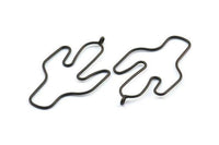 Kaktüs Küpe Telleri, 2 Oksitlenmiş Siyah Pirinç Kaktüs Küpe Parçası, Mücevher Malzemeleri, Parçalar, Tılsımlar (54x31x1mm) BS 1701