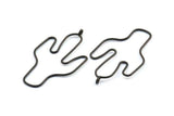 Kaktüs Küpe Telleri, 2 Oksitlenmiş Siyah Pirinç Kaktüs Küpe Parçası, Mücevher Malzemeleri, Parçalar, Tılsımlar (54x31x1mm) BS 1701