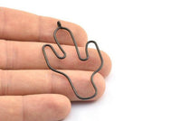Kaktüs Küpe Telleri, 2 Oksitlenmiş Siyah Pirinç Kaktüs Küpe Parçası, Mücevher Malzemeleri, Parçalar, Tılsımlar (54x31x1mm) BS 1701