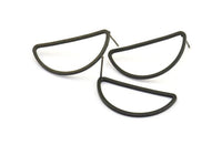 Black Asymmetric Earring, 4 Oxidized Black Brass Asymmetric Half Moon Earring Posts, Pendants, Findings (30x15x1.2mm) E343 S750