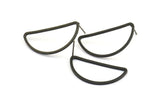 Black Asymmetric Earring, 4 Oxidized Black Brass Asymmetric Half Moon Earring Posts, Pendants, Findings (30x15x1.2mm) E343 S750
