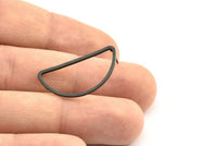 Black Asymmetric Earring, 4 Oxidized Black Brass Asymmetric Half Moon Earring Posts, Pendants, Findings (30x15x1.2mm) E343 S750
