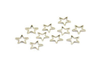 Blank Star Charm, 24 Silver Tone Star Connector (10mm) BS 1169