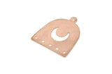 Rose Gold Moon Charm, 6 Rose Gold Plated Brass D Shape Charms With 1 Loop And 5 Holes (18x17x0.50mm) M295 H1673