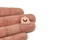Rose Gold Moon Charm, 6 Rose Gold Plated Brass D Shape Charms With 1 Loop And 5 Holes (18x17x0.50mm) M295 H1673