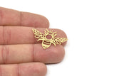 Brass Bee Charm, Raw Brass Bee Charms With 1 Loop (22x35x0.60mm) SMP2309