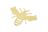 Brass Bee Charm, Raw Brass Bee Charms With 2 Loops (27x35x0.60mm) SMP2310