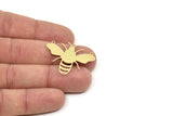 Brass Bee Charm, Raw Brass Bee Charms With 2 Loops (27x35x0.60mm) SMP2310