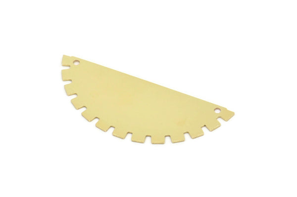 Semi Gear Charm, Raw Brass Gear Charms With 2 Holes, Semi Circle, Findings (17x42x0.60mm) SMP2312