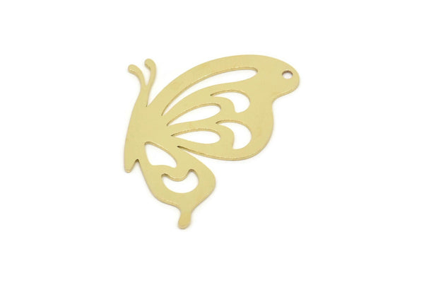 Brass Butterfly Charm, Raw Brass Butterfly Charms With 1 Hole, Earring Findings (30x24x0.60mm) SMP2313