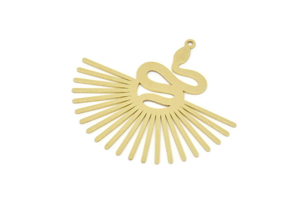 Brass Sun Charm, Raw Brass Sun Charms With 1 Loop, Snake Charms, Findings (37x40x0.60mm) SMP2323
