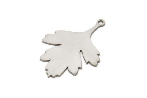 Steel Leaf Charm, Stainless Steel Leaf Charms With 1 Loop, Charm Pendants (30x21x0.80mm) SMP2333