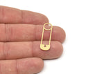 Brass Pin Charm, Raw Brass Brooch Pin Shaped Charms, Earrings Findings (32x10x0.60mm) SMP2335