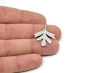 Steel Leaf Charm, Stainless Steel Leaf Charms With 1 Loop, Charm Pendants (30x23x0.80mm) SMP2336