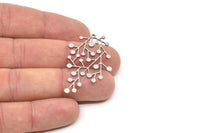 Steel Branch Charm, Stainless Steel Leaf Charms With 1 Loop, Charm Pendants (42x25x0.80mm) SMP2337