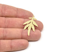 Brass Leaf Charm, Raw Brass Leaf Charms With 1 Loop, Leaf Earrings (40x23x0.60mm) SMP2338