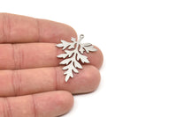 Steel Branch Charm, Stainless Steel Leaf Charms With 1 Loop, Charm Pendants (40x27.5x0.80mm) SMP2340